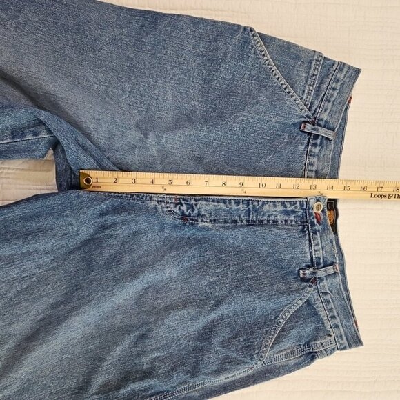 Route 66 Utility Jeans Women's 17/18 Blue Denim Carpenter 6 Pockets Wide Leg EUC - Picture 6 of 16